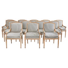 Set of Twelve Louis XVI Style Fauteuil Dining Armchairs