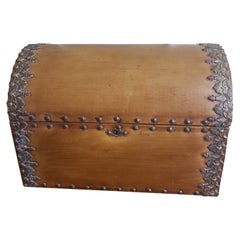 20th Century Spanish Colonial Style  Ornate Leather & Nail Heads Document Chest