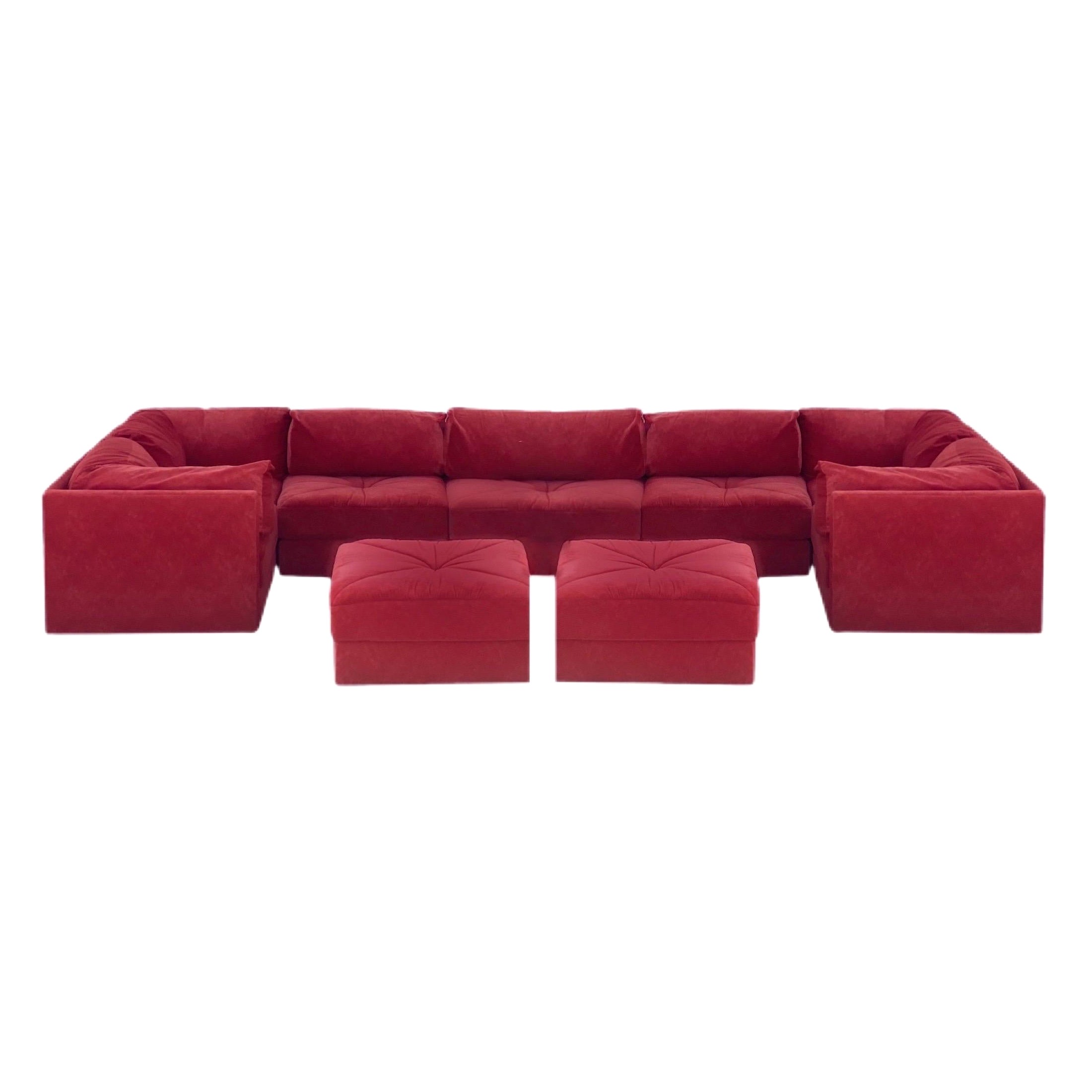 1980s Playpen Lounge Red Velvet 10 Piece Sectional at 1stDibs | playpen  sectional, playpen couch, playpen sofa