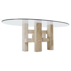 Mid-Century Modern Travertine Dining Table by Willy Ballez, 1970s