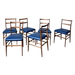 Set of nine Vintage Italian Leggera Blue Dining Chairs by Gio Ponti for Cassina