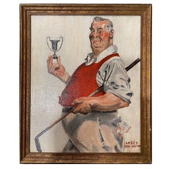 Antique "Golf Trophy" Painting After George Brehm, Saturday Evening Post, June 6, 1925