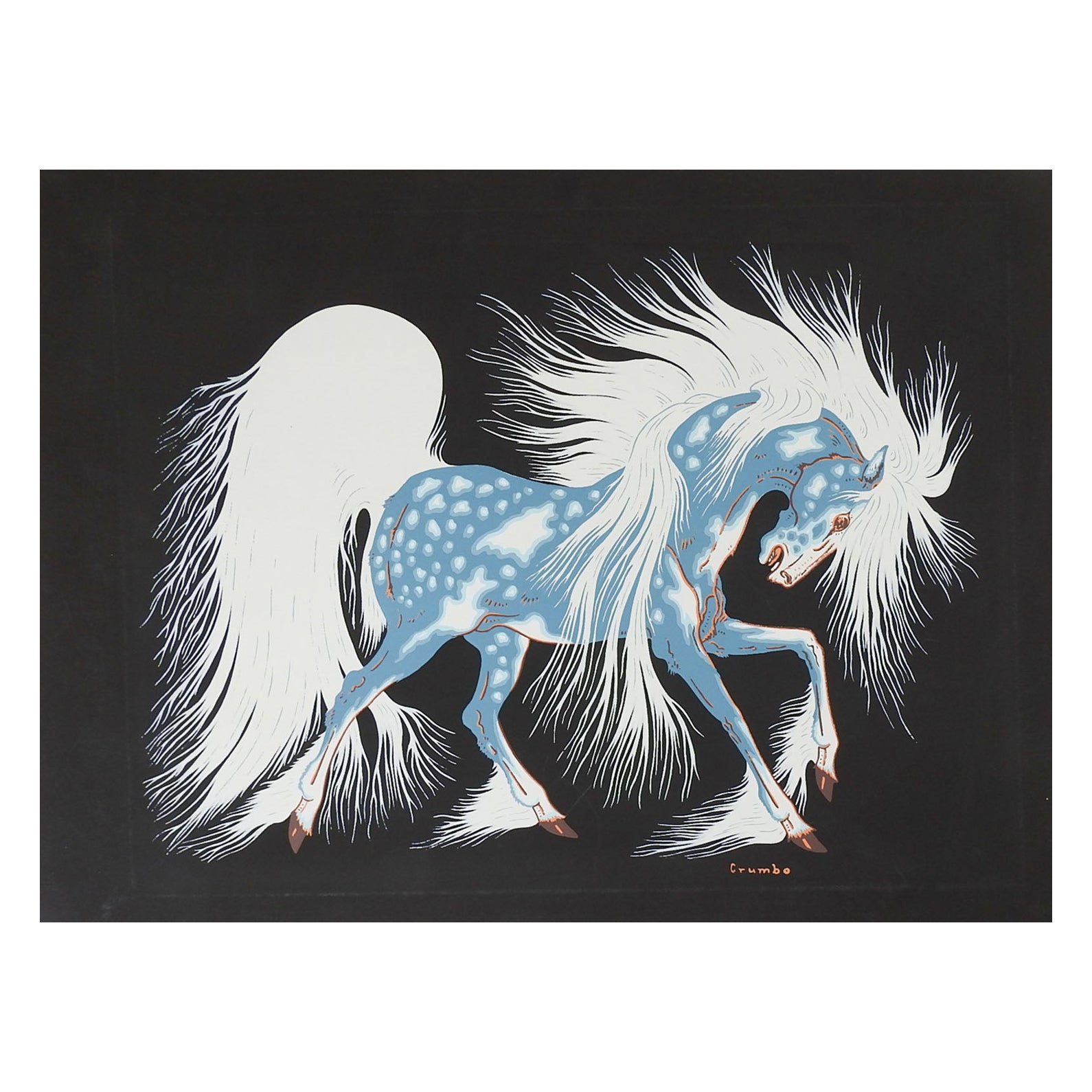 Vintage Woody Crumbo Spirit Horse Serigraph Print