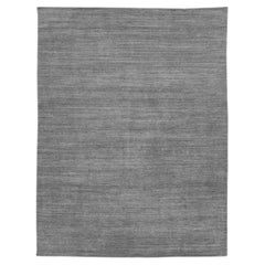 Modern Gabbeh Style Handmade Solid Grey Wool Rug