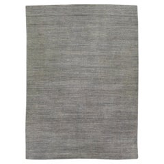 Tapis en laine gris moderne de style Gabbeh fait à la main à motifs massifs