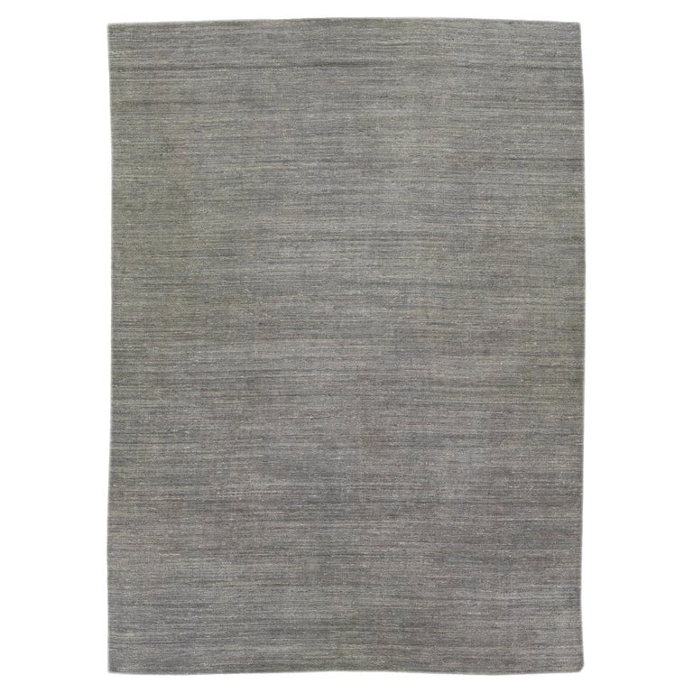 Grey Modern Gabbeh Style Handmade Solid Motif Wool Rug For Sale at 1stDibs