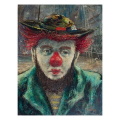 Portrait Painting of Circus Clown 1950