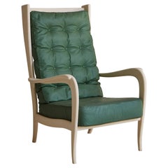 Sculptural Chair with Green Cushions in the Style of Paolo Buffa, France, 1950s