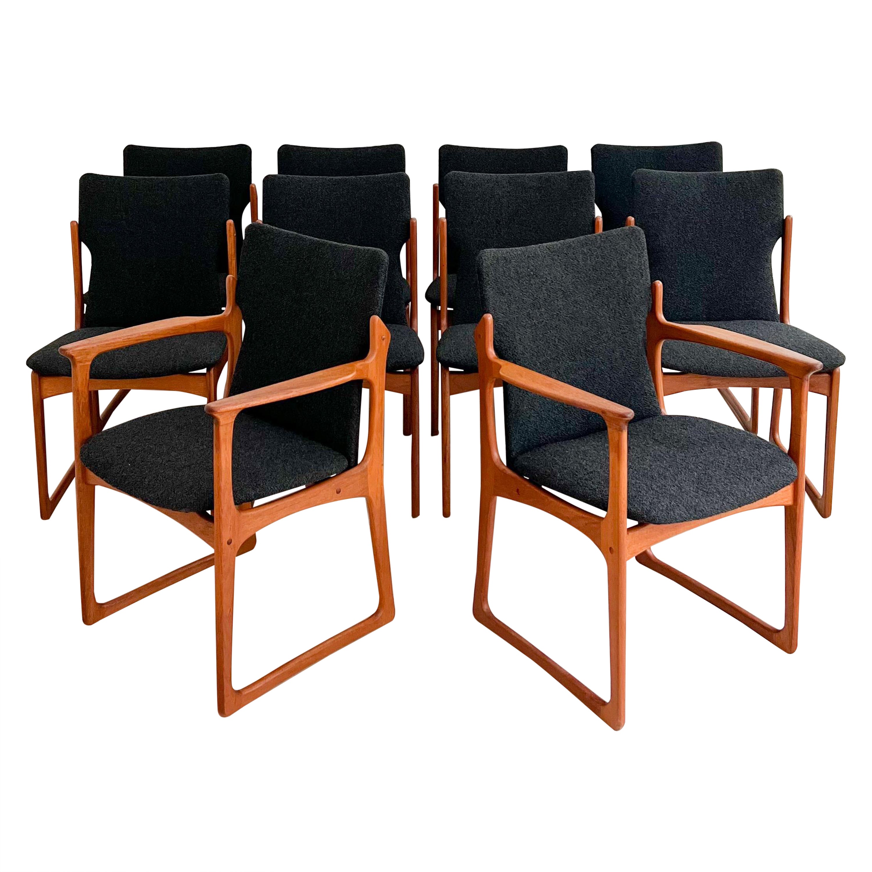 Set of 10 Mid-Century Modern Danish Teak Vamdrup Stolefabrik Dining Chairs