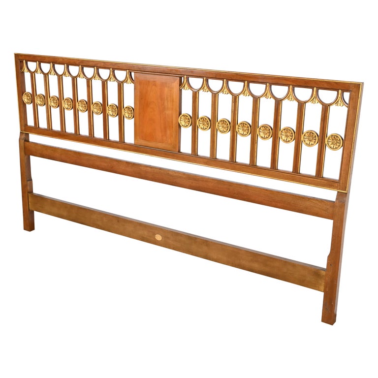 Baker Furniture Hollywood Regency Cherry Wood and Gold Gilt King Size