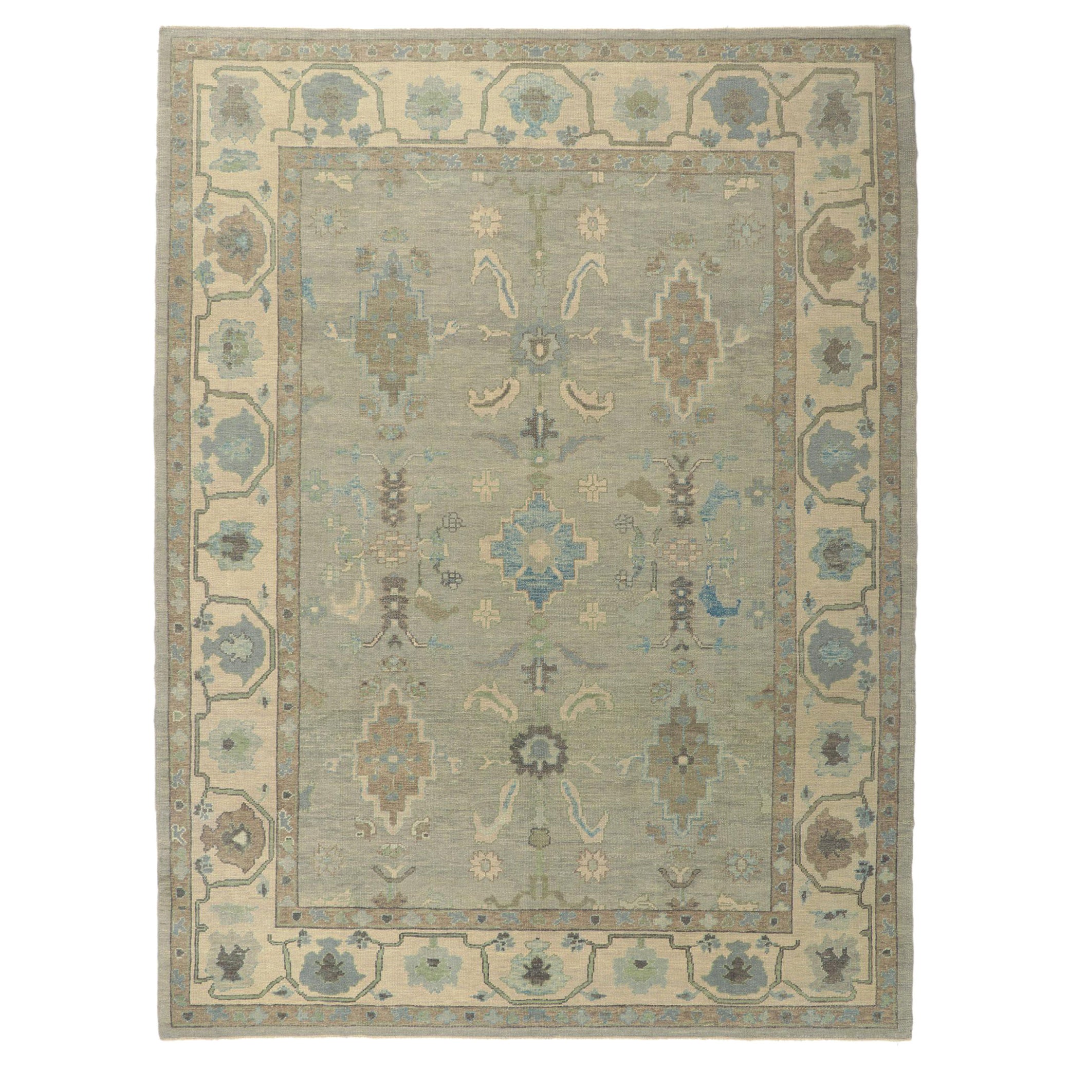 New Turkish Oushak Rug with Modern Style For Sale