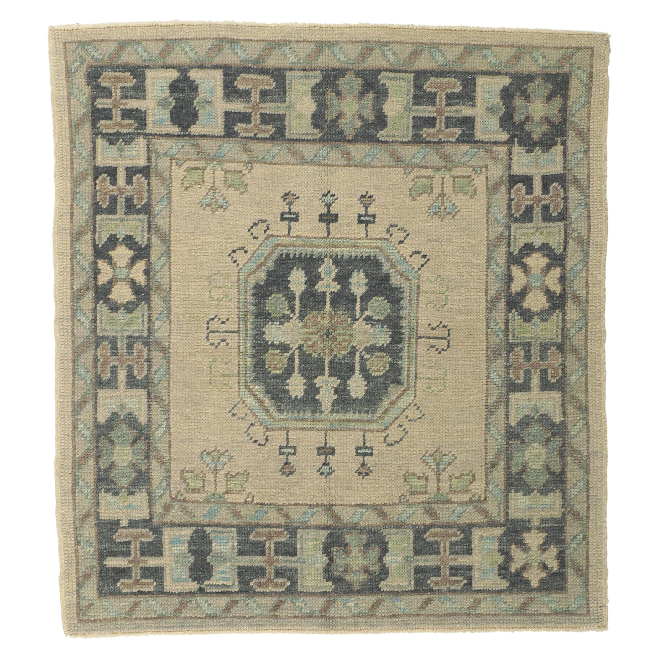 New Turkish Oushak Square Accent Rug with Modern Style For Sale