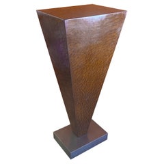 Burl Wood and Stainless Steel Table Top Pedestal by Leavitt Weaver