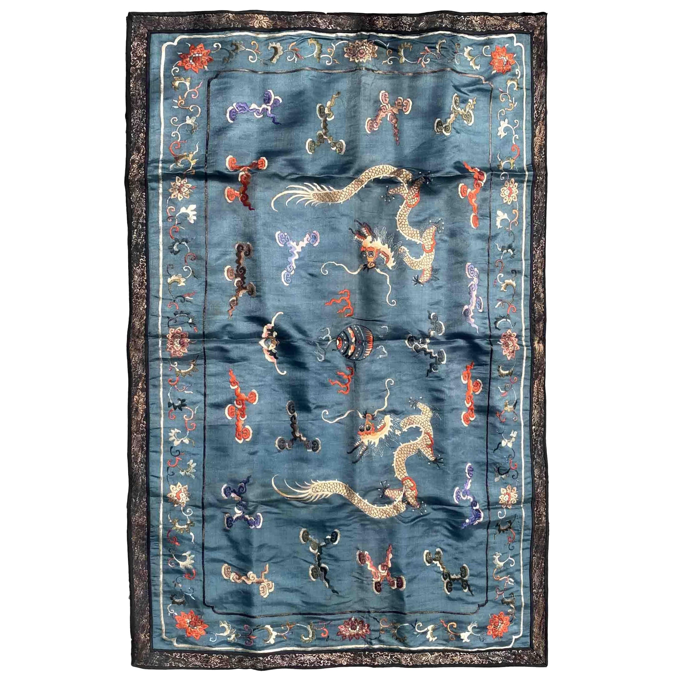 Textile de soie chinois ancien de collection fait à la main, années 1870, 1B940 en vente