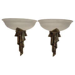 Stunning Pair Art Deco Style Sconces by Fischer Leuchten, Germany Antique, 1980s