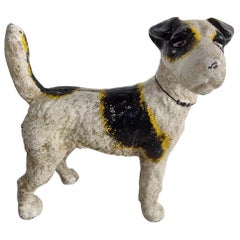 Vintage Early 20th C Cast Iron Jack Russell Terrier Hubley Door Stop or Bank