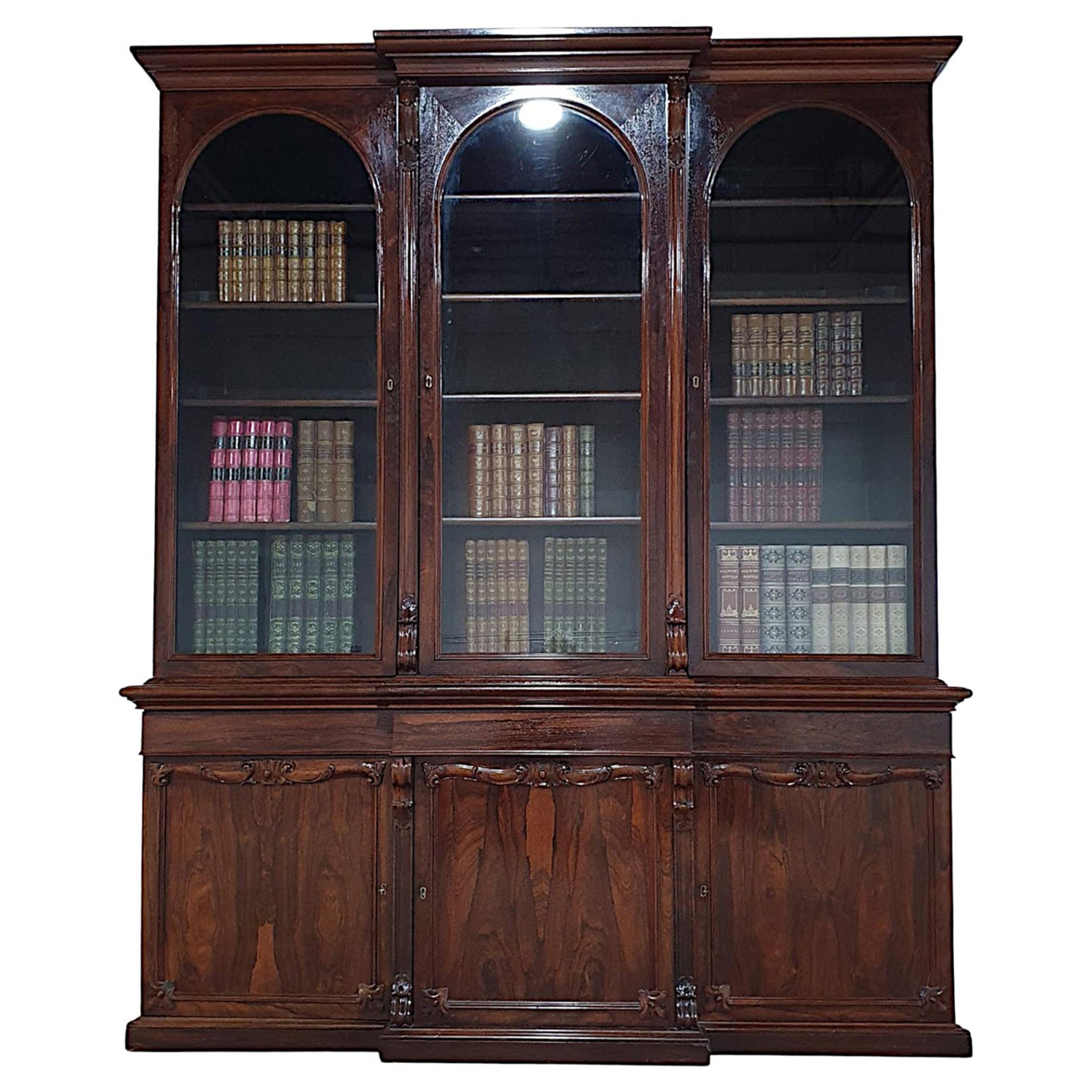 Very Fine 19th Century Three Door Breakfront Bookcase For Sale