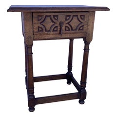 19th Century Spanish Oak Side Table/End Table
