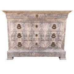 19th Century Bleached Mahogany Louis Philippe Chest/ Commode with Marble Top