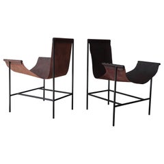 Large Scale Pair of T Style Leather Sling Chairs
