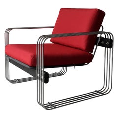 Mid-Century Chrome Lounge Chair by Heinz Meier