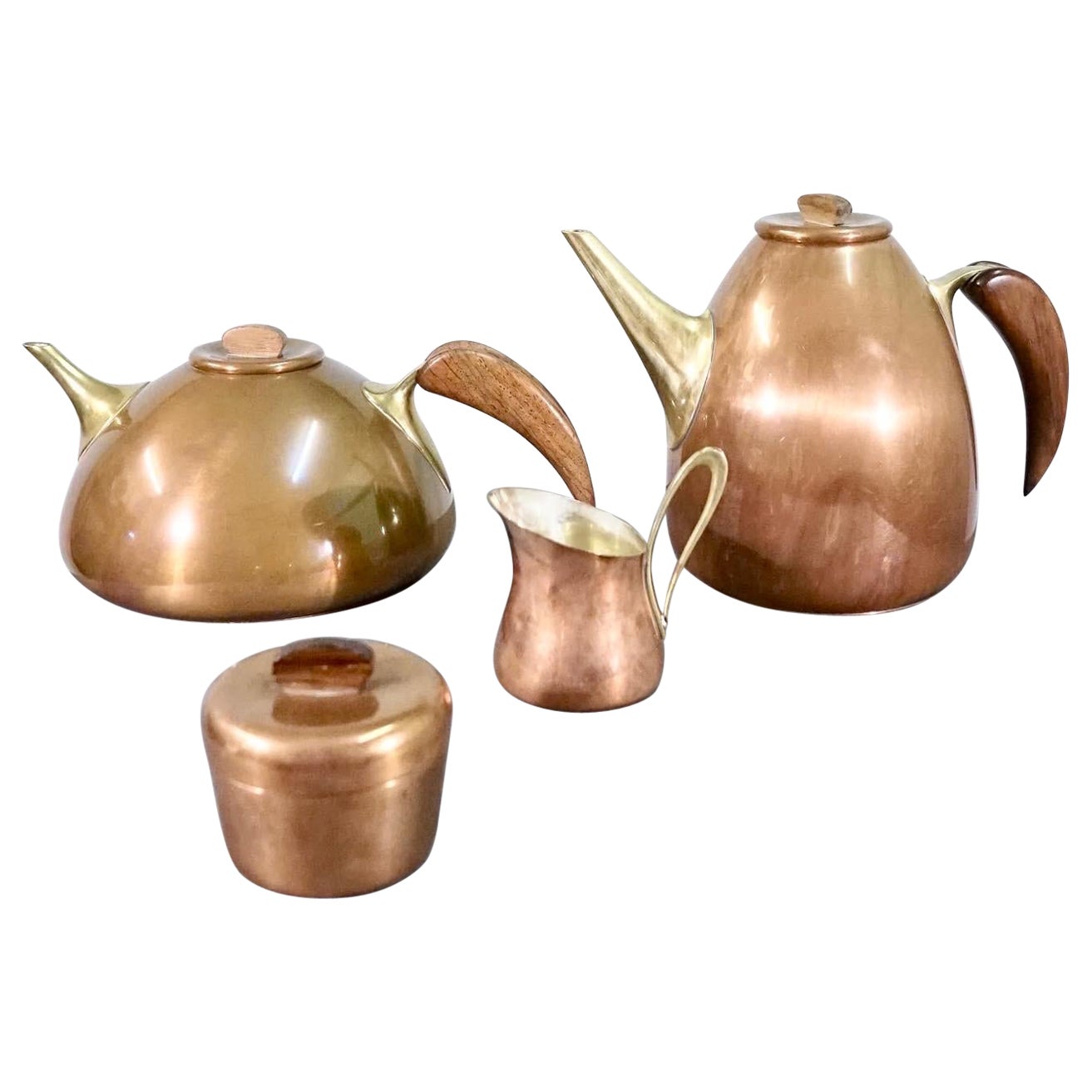 Karl Hagenauer Coffe and Tea Set in Copper and Brass by Illums Bolighus
