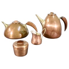 Karl Hagenauer Coffe and Tea Set in Copper and Brass by Illums Bolighus