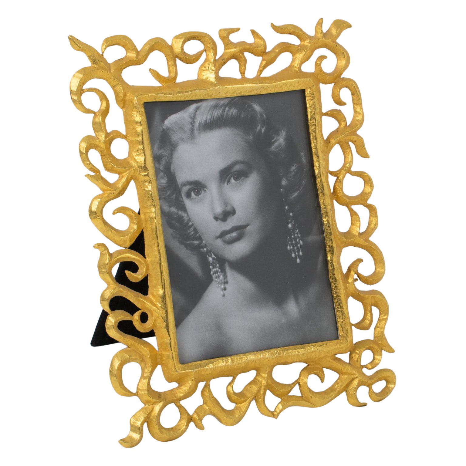 French Victorian Style Gilt Metal Picture Frame For Sale at 1stDibs