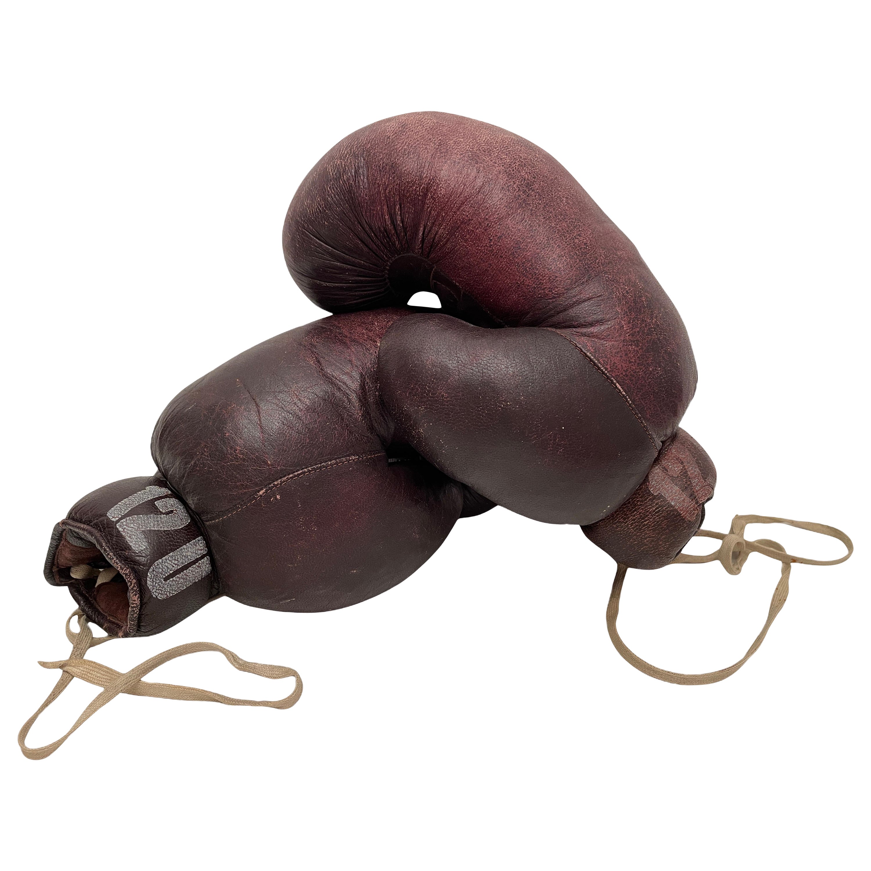 Gants De Boxe Rétro Vintage En Cuir PU - Style Classique 10 Oz Café - Entraînement Sac