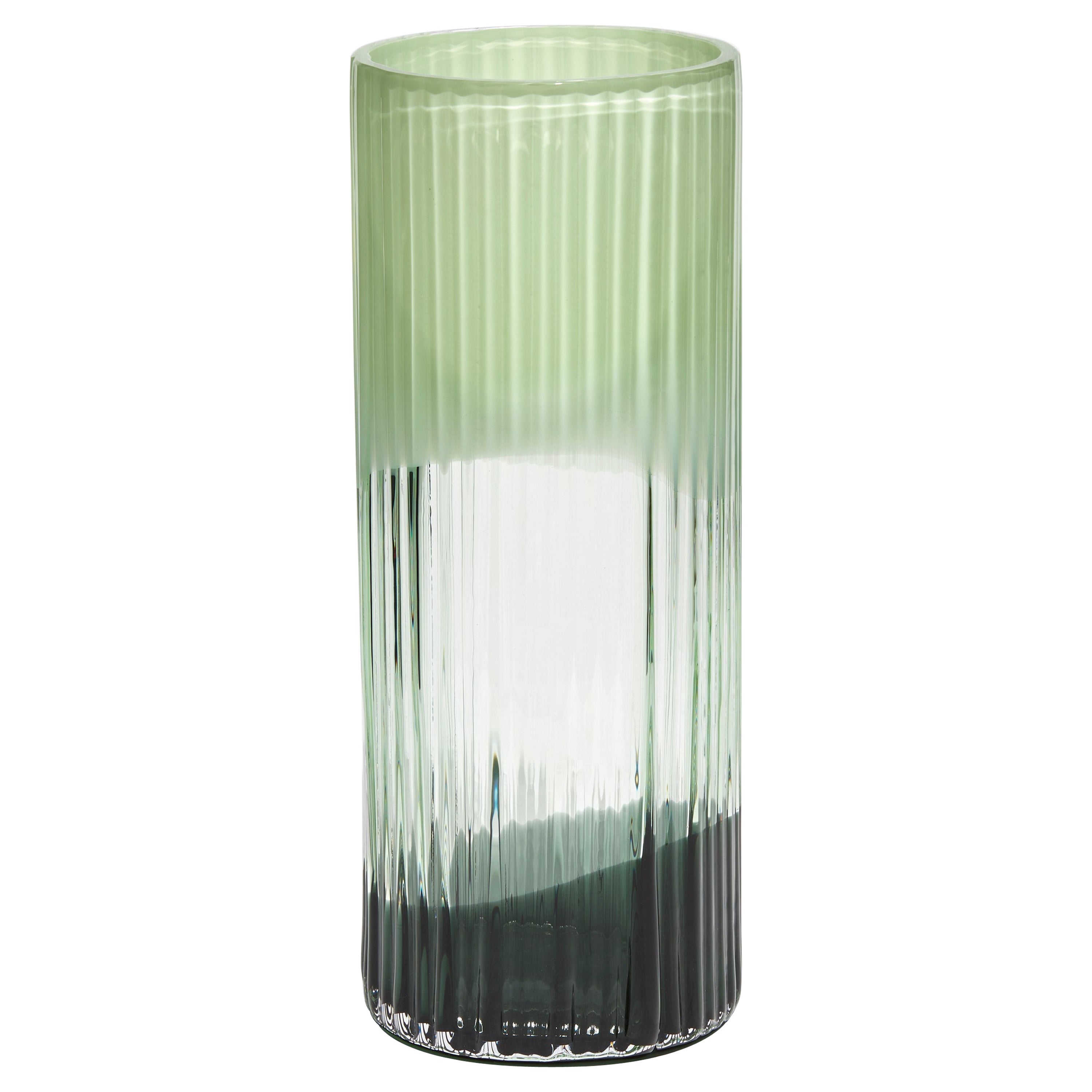 Plissé Vase in Celadon & Dark Green, a Handblown Glass Vase by Lena Bergström