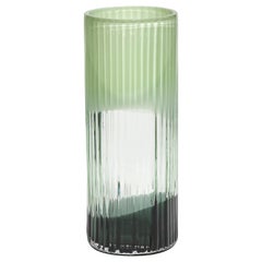 Plissé Vase in Celadon & Dark Green, a Handblown Glass Vase by Lena Bergström