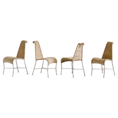 Set of 4 Conran Shop Woven Seagrass Chairs with Rams Horn Details