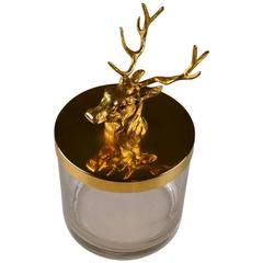 Gold-Plated Container with Reindeer