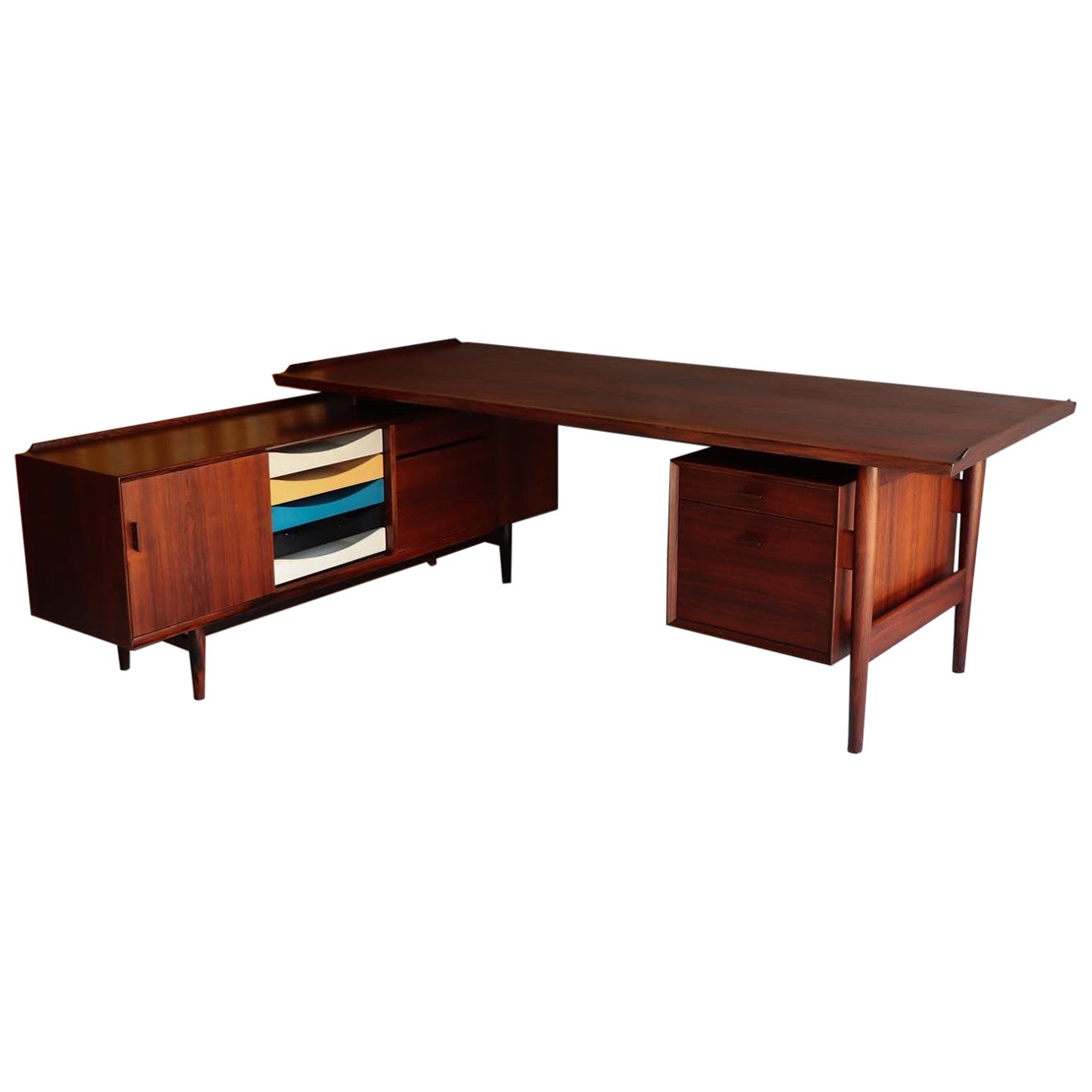 Brazilian Rosewood Desk and Sideboard by Arne Vodder for Sibast Model 209