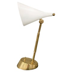 Italienische Schreibtischlampe aus Metall und Messing des 20. Jahrhunderts – Vintage-Leuchte aus lackiertem Aluminium