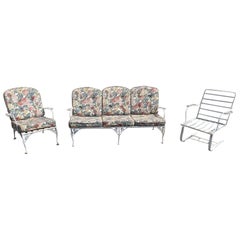 Vintage Meadowcraft Dogwood Wrought Iron Garden Patio Set Sofa Chairs, 3 Pc Set