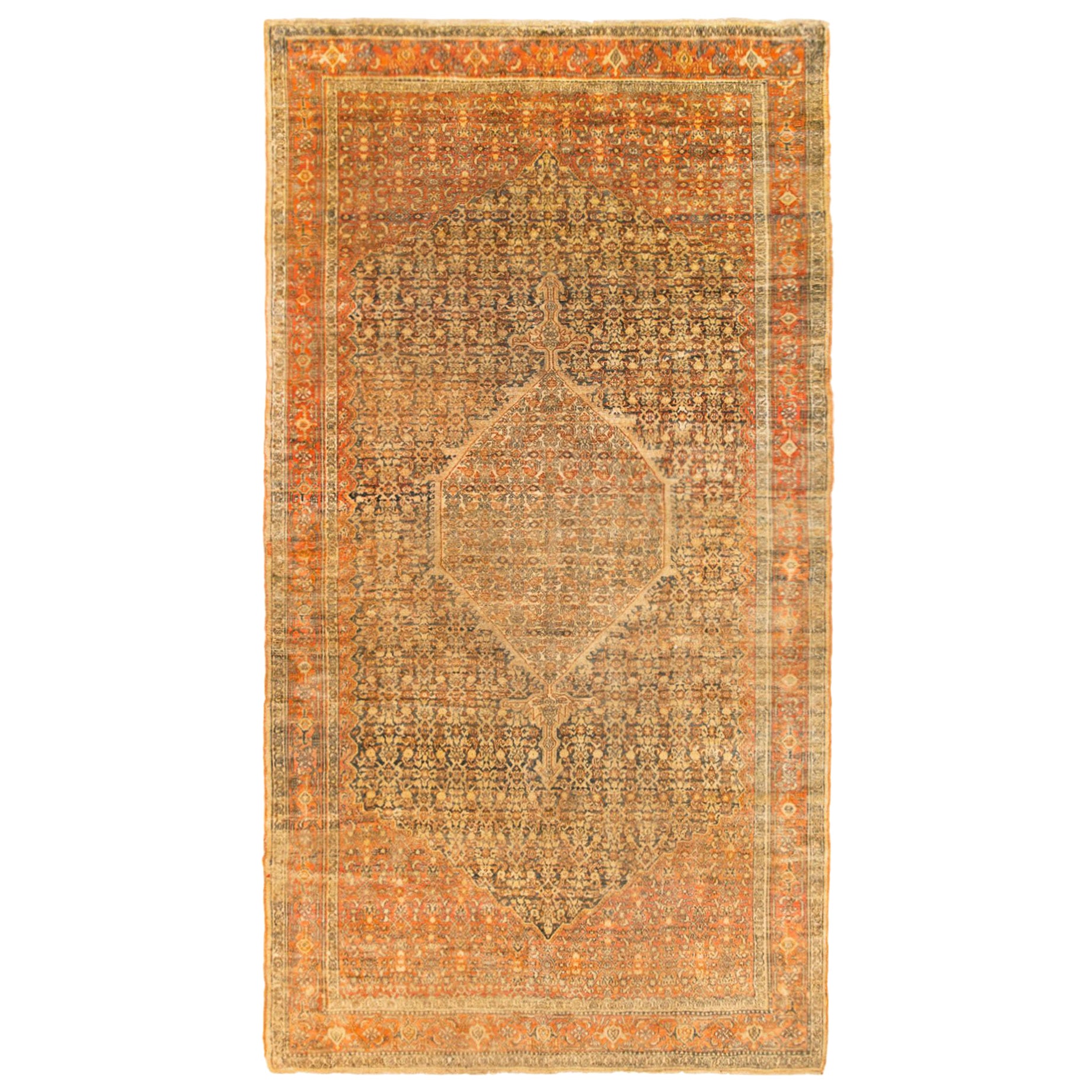 Antique Persian Bibikabad Oriental Rug, in Room Size, with Central Medallion For Sale