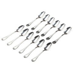12-Piece Set Silver-Plated Mocha Spoons by Christofle Model Marly