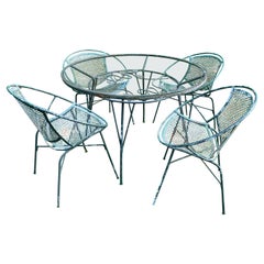 Salterini Radar Dining Chairs and Salterini Rose Leaf Table with Glass Top
