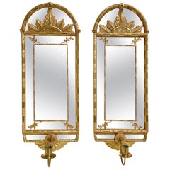 20th Century Swedish Pair of Gilded Pine Wall Glass Mirrors by Carl A. Carlsson