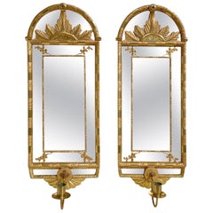 20th Century Swedish Pair of Gilded Pine Wall Glass Mirrors by Carl A. Carlsson