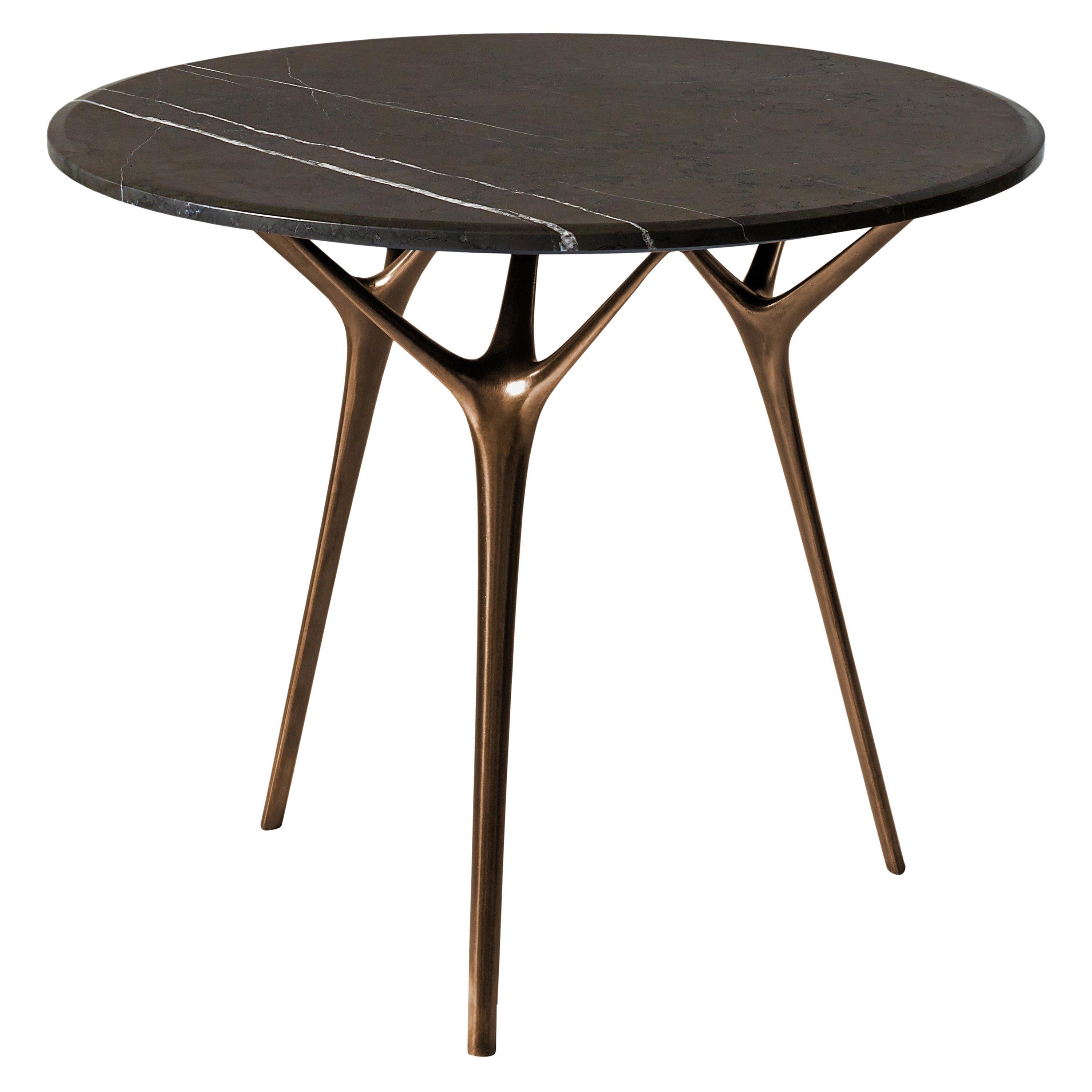 Stellarnova Cafe Table, Cast Bronze Legs with Marble Top