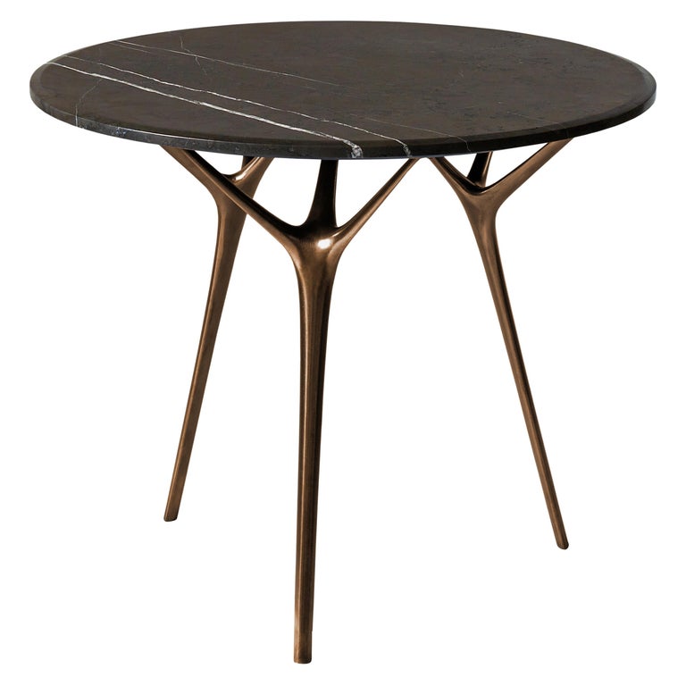Stellarnova Cafe Table, Cast Bronze Legs with Marble Top For Sale at 1stDibs