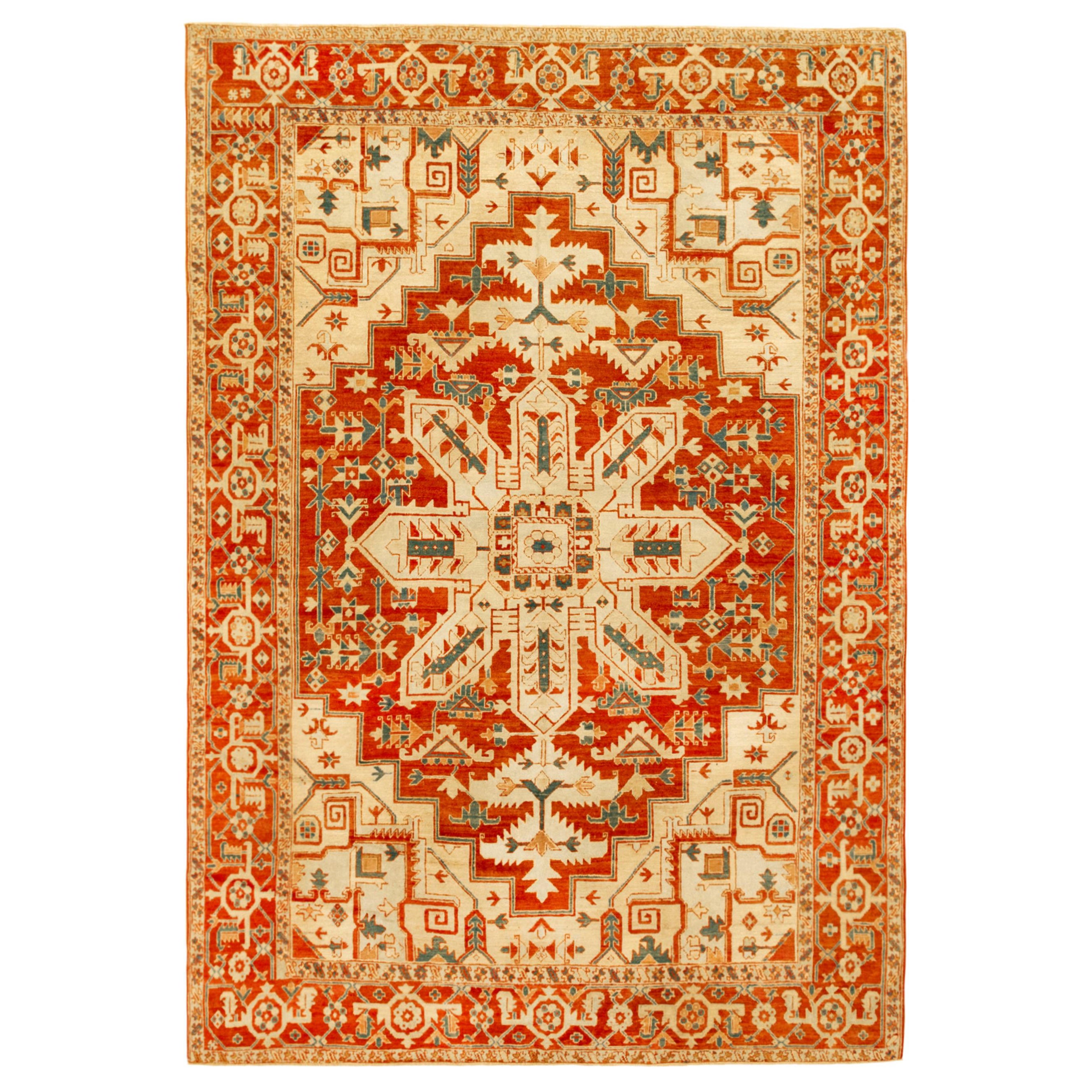 Antique Persian Serapi Oriental Carpet, in Room Size, with Central Medallion For Sale