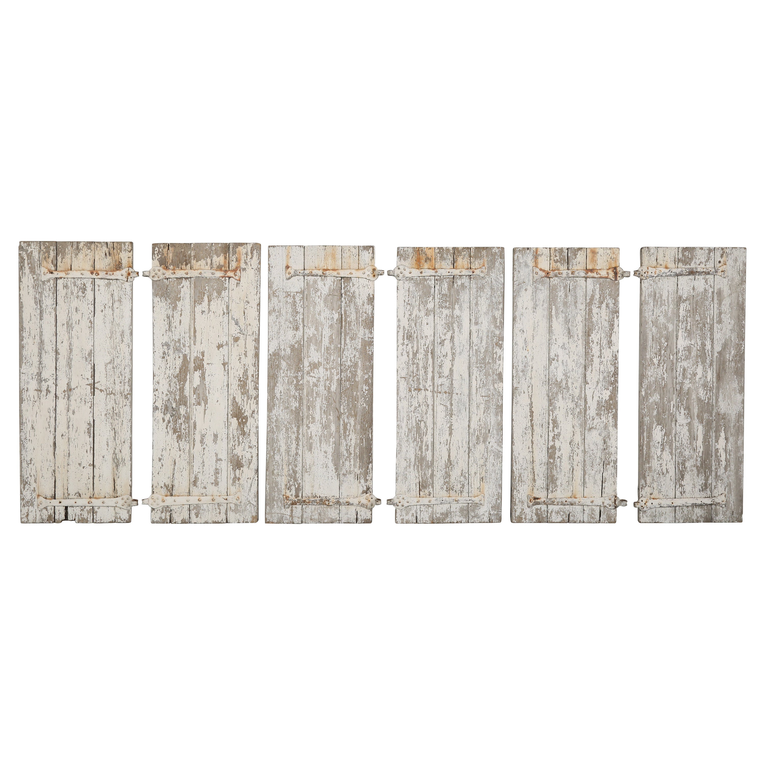 Antique Swedish Set '6' Painted Shutters Gustavian Grey One Side, White on Other For Sale