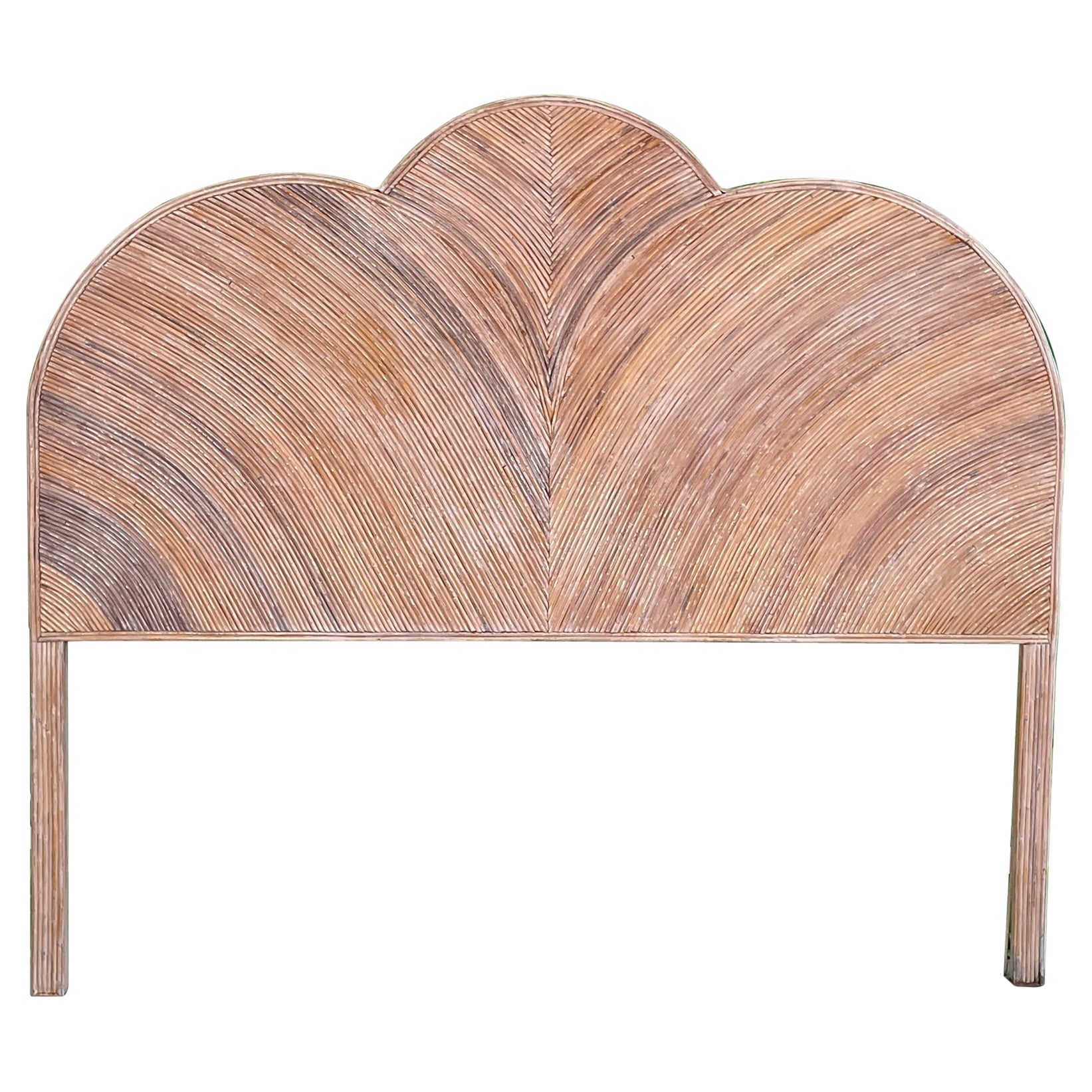 Rattan Pencil Reed Queen Headboard in the Style of Gabriella Crespi