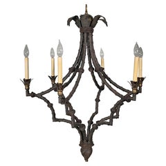 Palm Frond Iron 6 Arm Chandelier