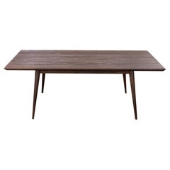 Solid Hardwood Mid-Century Hand Crafted Dining Table in Sandblasted Cocoa Teak