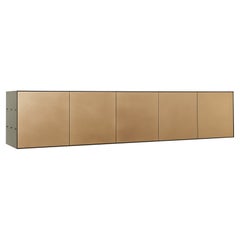 Connect Credenza Five-Door Floating Console in Steel and Satin Bronze