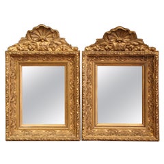 Pair of 19th Century French Louis XV Carved Gilt Wood Wall Mirrors